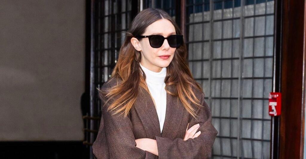 Elizabeth Olsen wears winter favorites in denim and coats